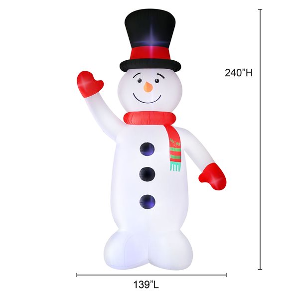 Bonhomme de neige gonflable 2LED animées H180cm - RETIF