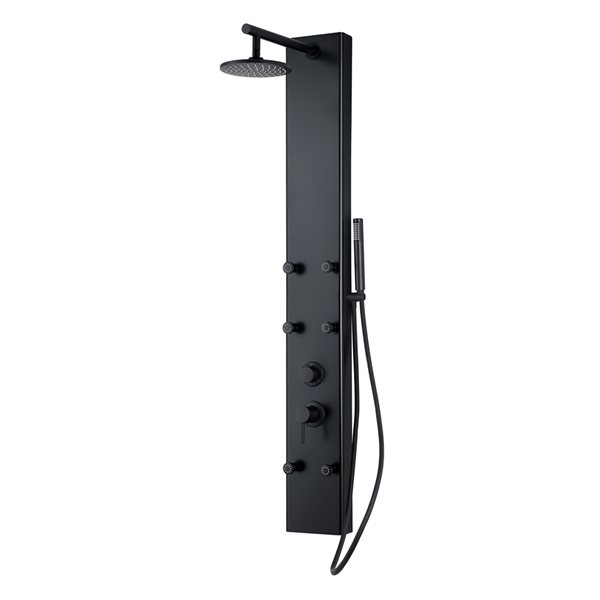 akuaplus ELIAS 6 Body Jets Matte Black Shower Panel