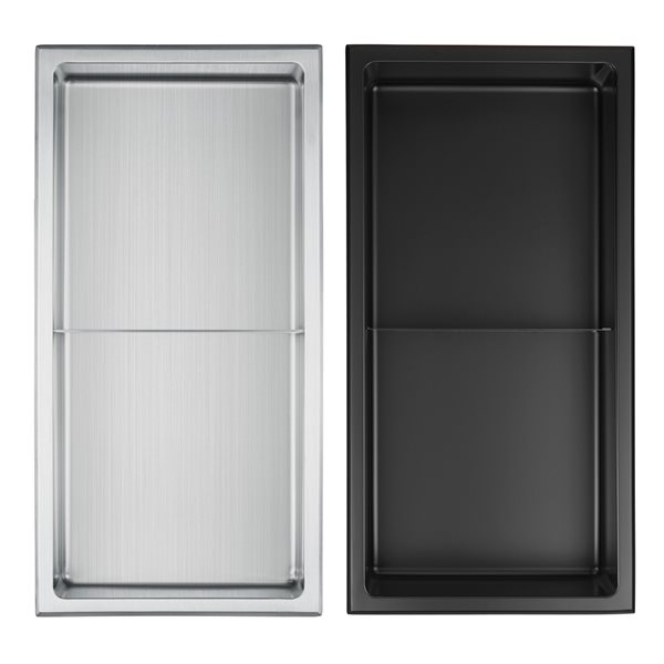 akuaplus® Stainless Steel 12-in x 24-in Bath Shower Niche with 2 Shelves