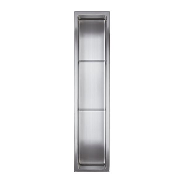 akuaplus 8 x 36-in 2 Shelves Stainless Steel Bath Shower Niche
