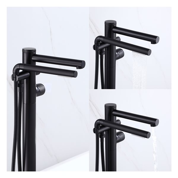 akuaplus® Claudia Matte Black 2-handle Residential  Bathtub Faucet - Hand Shower Included