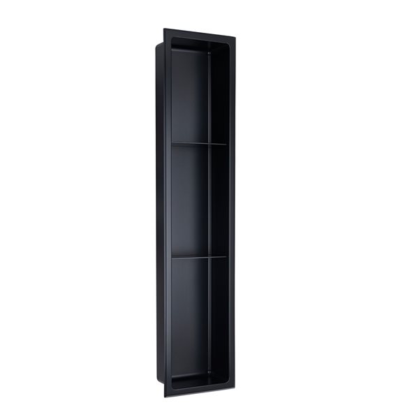 akuaplus 8 x 36-in 2 Shelves Black Stainless Steel Bath Shower Niche