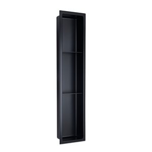akuaplus® 8-in x 36-in Bath Shower Niche with 2 Shelves  - Black Stainless Steel