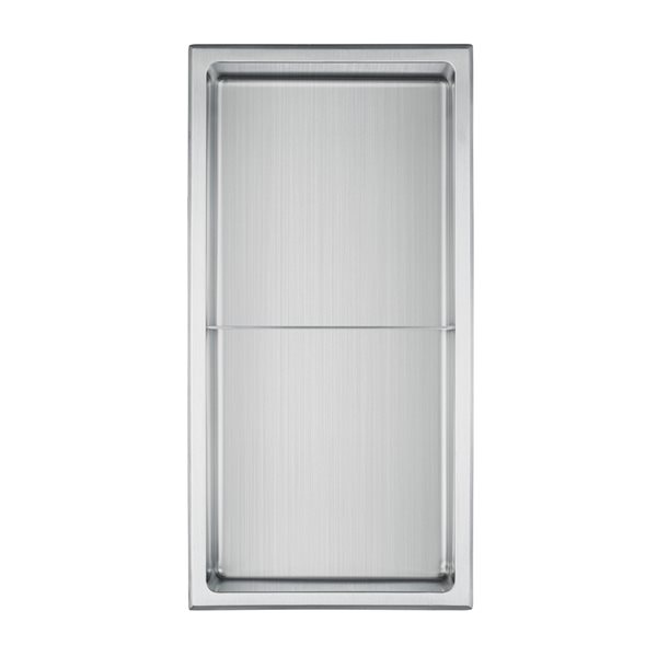 akuaplus® 12-in x 24-in Bath Shower Niche with 2 Shelves  - Stainless Steel