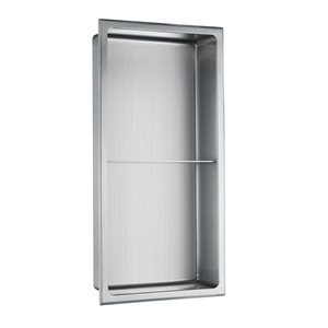 akuaplus® 12-in x 24-in Bath Shower Niche with 2 Shelves  - Stainless Steel
