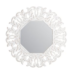 Fetco Tull 30-in L x 30-in W Octagonal White Framed Wall Mirror