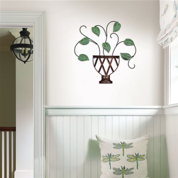 Fetco Lillian 1.5-in H x 23-in W Potted Plant Metal Wall Accent