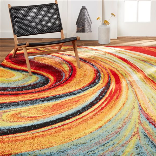 Home Dynamix Splash Adja 5-in x 7-in Multicolour Rectangular Indoor Abstract Rug