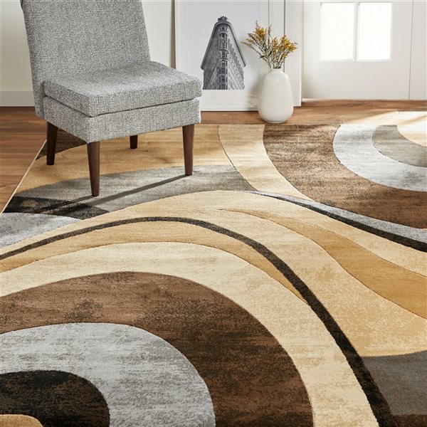 Home Dynamix Tribeca Slade 8-in x 10-in Brown Rectangular Indoor Abstract Rug