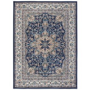 Home Dynamix Tremont Magnolia 8-in x 10-in Navy Blue Rectangular Indoor Medallion Rug