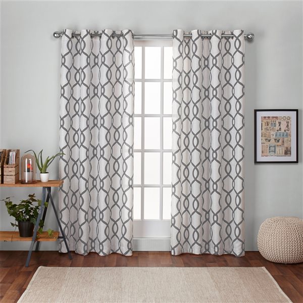 Exclusive Home Kochi 84-in Black Pearl Polyester Light Filtering Curtain Panel Pair