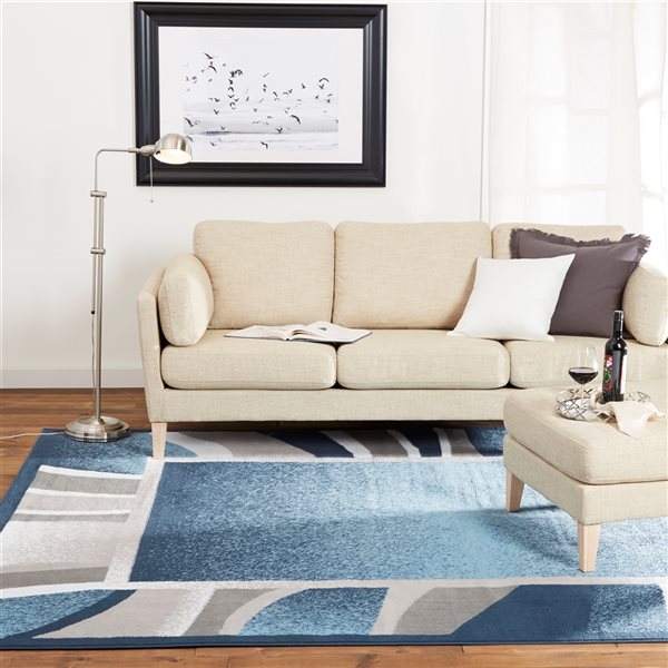 Home Dynamix Premium Rizzy 8-in x 10-in Blue Rectangular Indoor Border Rug