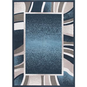 Tapis d'intérieur Premium Rizzy par Home Dynamix rectangulaire bleu de 8 po x 10 po à bordure