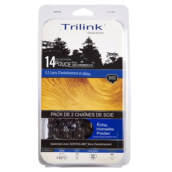 Chaîne de remplacement pour scie à chaîne S52 par TriLink de 14 po, paquet de 2