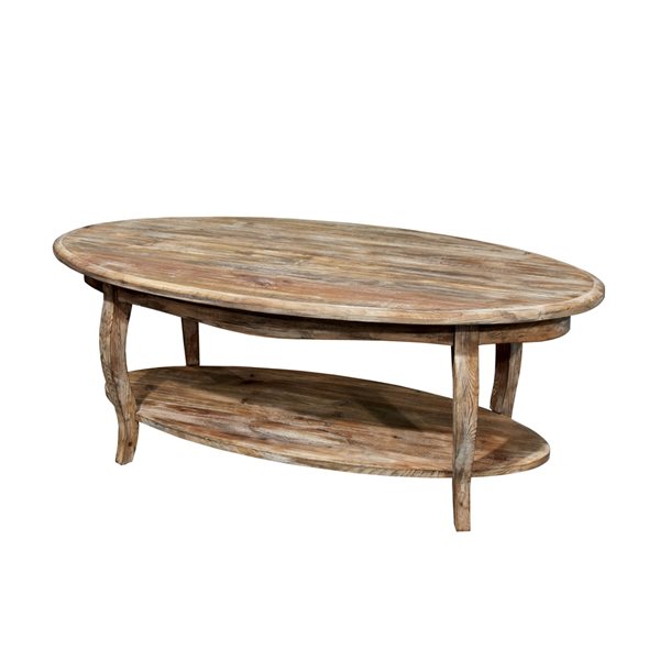 Alaterre Rustic Reclaimed Oval Coffee Table - Driftwood