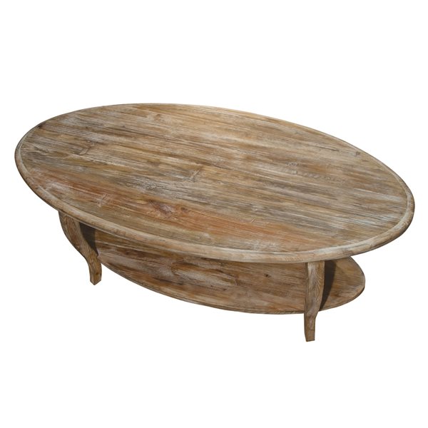 Alaterre Rustic Reclaimed Oval Coffee Table - Driftwood