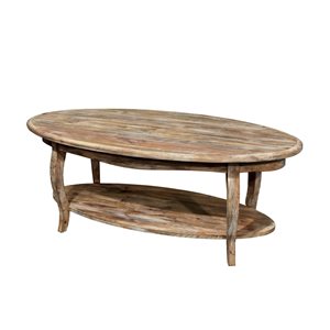 Alaterre Rustic Reclaimed Oval Coffee Table - Driftwood