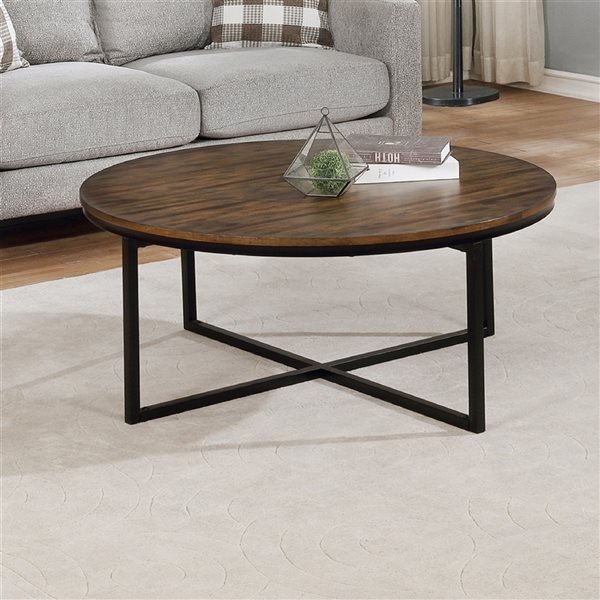 Alaterre Arcadia Acacia Wood 42 in Round Coffee Table Antiqued