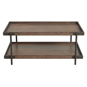 Alaterre Kyra 42-in Oak and Metal Coffee Table with Shelf