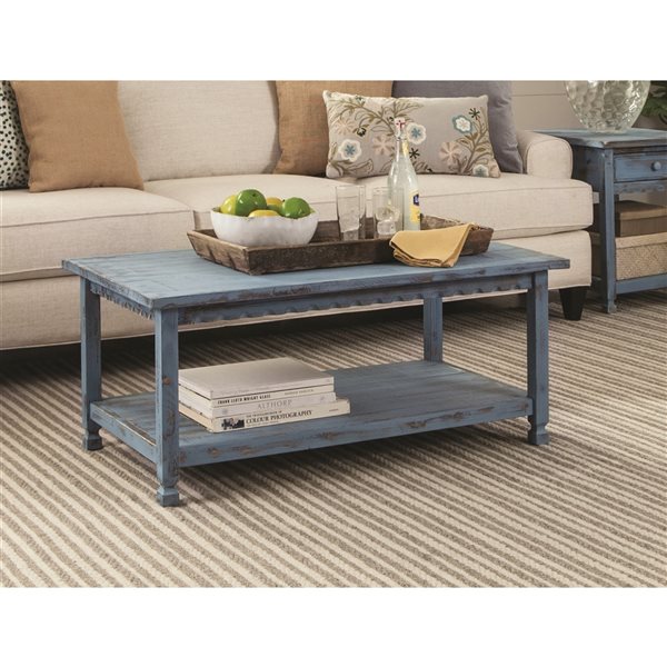 Alaterre Country Cottage 42-in Coffee Table - Blue Antique Finish