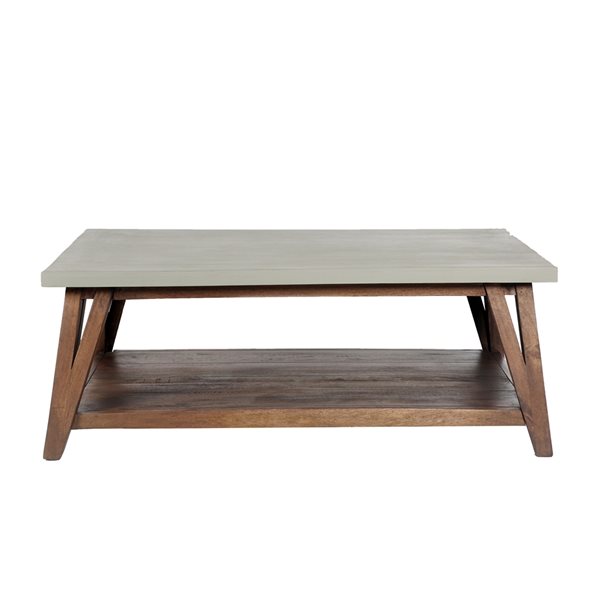 Alaterre Brookside 48-in Wood with Concrete-Coating Coffee Table