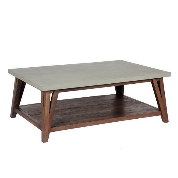 Alaterre Brookside 48-in Wood with Concrete-Coating Coffee Table