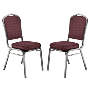 National Public Seating 9300 Series Diamond Burgundy Fabric Traditional Stackable Chairs with Silver Vein Frame - Set of 2