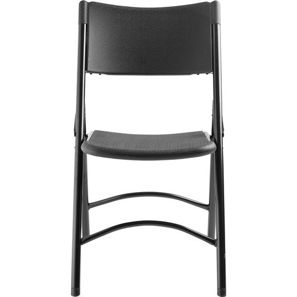 National Public Seating 600 Series Indoor/Outdoor Black Plastic Solid Standard Folding Chairs with Steel Frame - 4-Pack