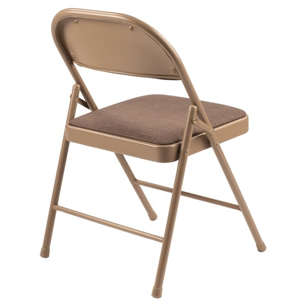 Commercialine 900 Series Indoor Star Trail Brown Fabric Padded Standard Folding Chairs with Steel Frame - 4-Pack