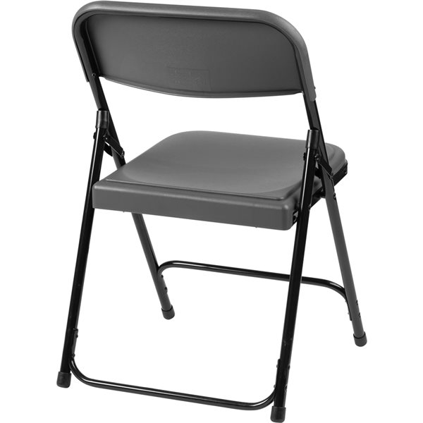 National Public Seating 800 Series Indoor/Outdoor Charcoal Grey Plastic Solid Standard Folding Chairs with Steel Frame - 4-Pack