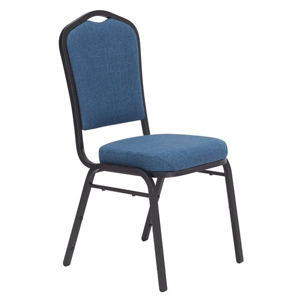 National Public Seating 9300 Series Natural Blue Fabric Traditional Stackable Chairs with Black Frame - Set of 2