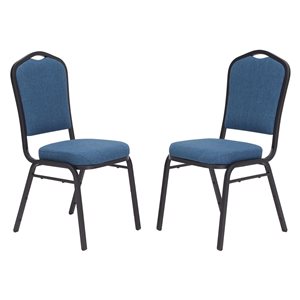 National Public Seating 9300 Series Natural Blue Fabric Traditional Stackable Chairs with Black Frame - Set of 2