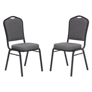 National Public Seating 9300 Series Natural Greystone Fabric Traditional Stackable Chairs with Black Frame - Set of 2