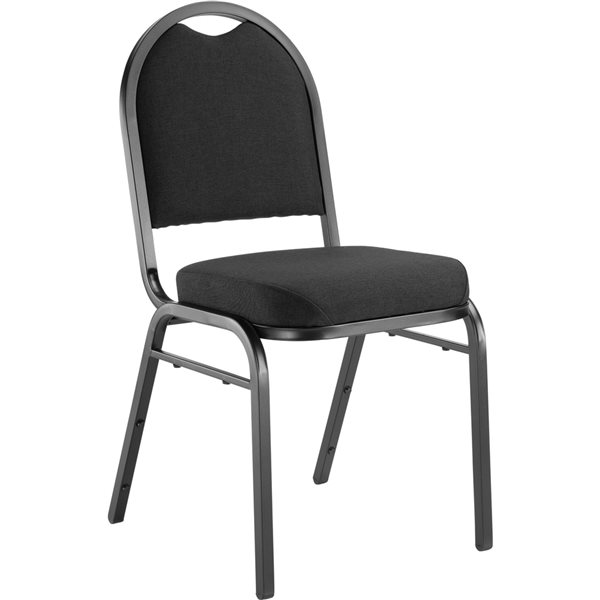 National Public Seating 9200 Series Ebony Black Fabric Traditional Stackable Chairs with Black Frame - Set of 2