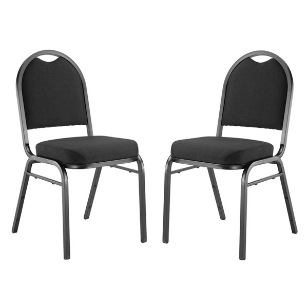 National Public Seating 9200 Series Ebony Black Fabric Traditional Stackable Chairs with Black Frame - Set of 2