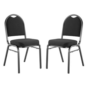 National Public Seating 9200 Series Ebony Black Fabric Traditional Stackable Chairs with Black Frame - Set of 2