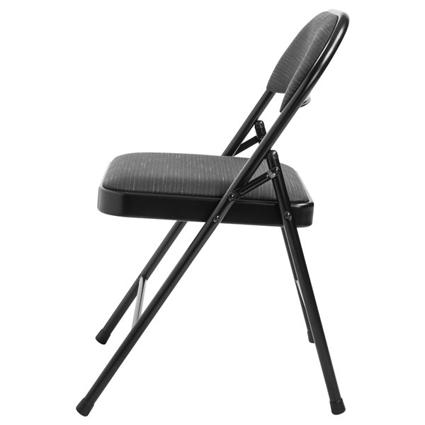 Commercialine 900 Series Indoor Star Trail Black Fabric Padded Standard Folding Chairs with Steel Frame - 4-Pack
