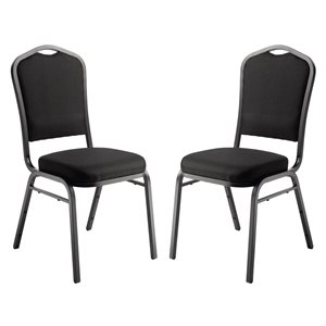National Public Seating 9300 Series Ebony Black Fabric Traditional Stackable Chairs with Black Frame - Set of 2