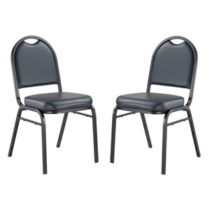 National Public Seating 9200 Series Midnight Blue Vinyl Traditional Stackable Chairs with Black Frame - Set of 2
