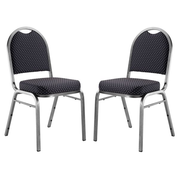 National Public Seating 9200 Series Diamond Navy Fabric Traditional Stackable Chairs with Silver Vein Frame - Set of 2