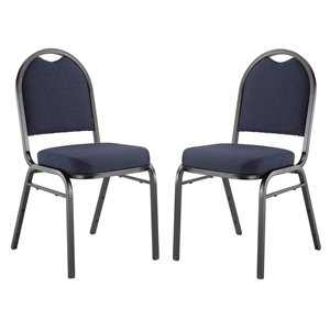 National Public Seating 9200 Series Midnight Blue Fabric Traditional Stackable Chairs with Black Frame - Set of 2