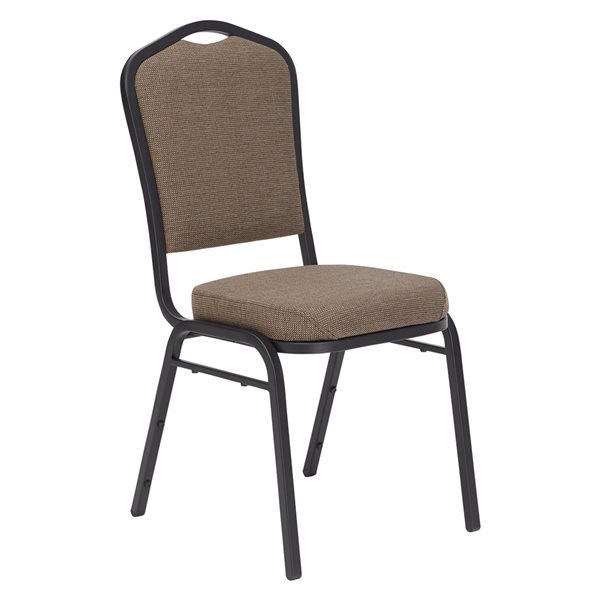 National Public Seating 9300 Series Natural Taupe Fabric Traditional Stackable Chairs with Black Frame - Set of 2