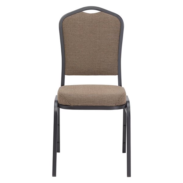 National Public Seating 9300 Series Natural Taupe Fabric Traditional Stackable Chairs with Black Frame - Set of 2
