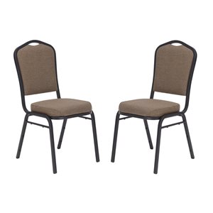 National Public Seating 9300 Series Natural Taupe Fabric Traditional Stackable Chairs with Black Frame - Set of 2