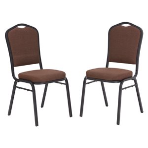 National Public Seating 9300 Series Chocolatier Fabric Traditional Stackable Chairs with Black Frame - Set of 2