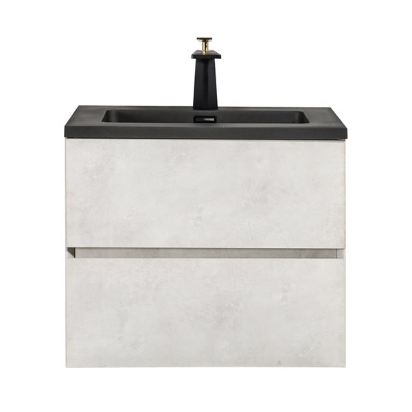 Meuble-lavabo simple gris Sadie par GEF 24 po avec comptoir en composite de quartz noir