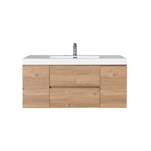 GEF Almere 48-in Rough Oak Single Sink Bathroom Vanity with White Acrylic Top