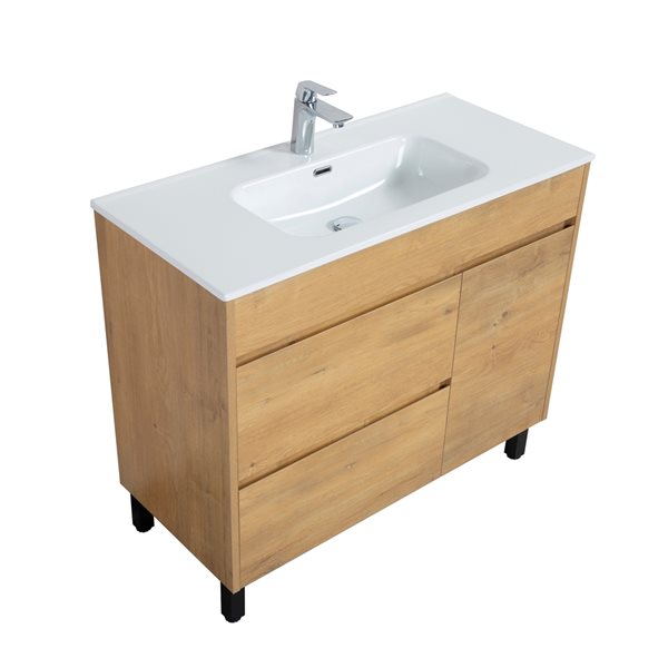 GEF Rebecca 40-in Frosted Oak Single Sink Bathroom Vanity with White Ceramic Top