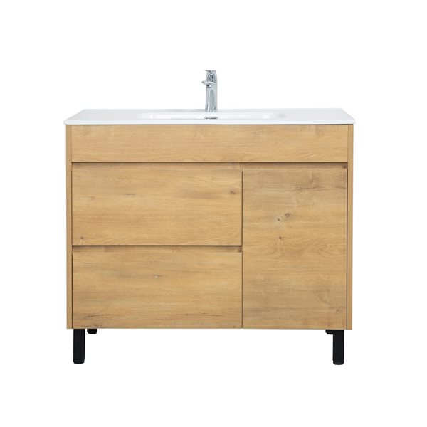 GEF Rebecca 40-in Frosted Oak Single Sink Bathroom Vanity with White Ceramic Top