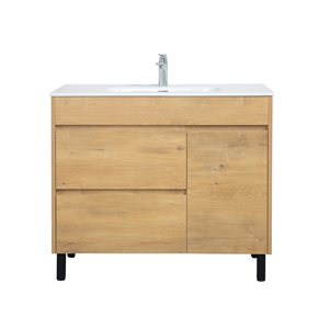 GEF Rebecca 40-in Frosted Oak Single Sink Bathroom Vanity with White Ceramic Top